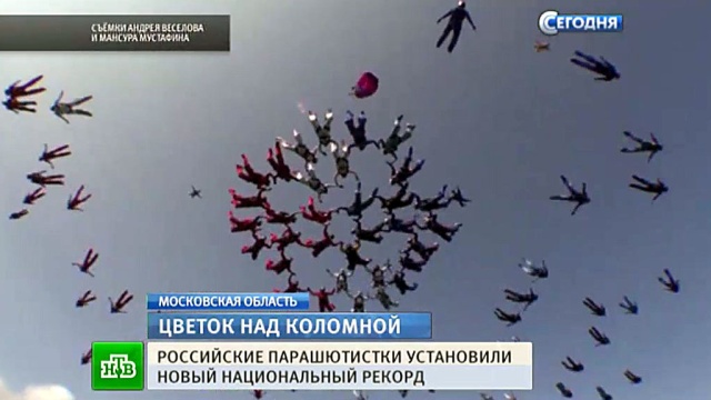 Российские парашютистки собрали рекордный цветок в небе над Коломной
