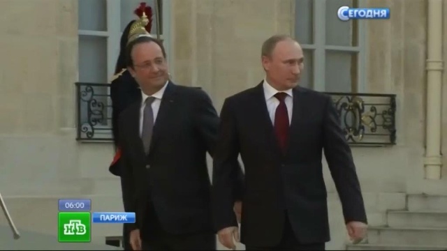 Олланда и Путина во дворце кормили морепродуктами и шоколадным муссом