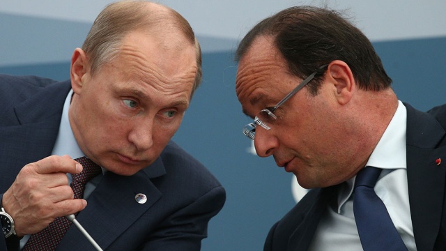 Встреча Путина и Олланда в Елисейском дворце продолжалась полтора часа